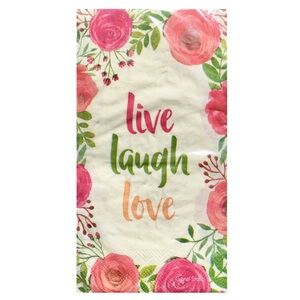 Floral 'Live Laugh Love' Decorative Guest Towel Napkins (22247), 16 ct